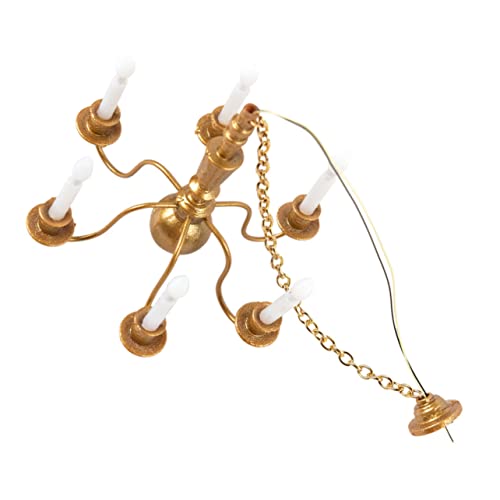 FRCOLOR Miniature Deckenleuchte für Puppenhaus Goldene LED Lampe für Miniatur Szenen und Sandtisch Dekoration für DIY Projekte und von FRCOLOR