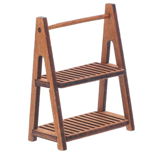 FRCOLOR Miniaturer Brotständer für Puppenhäuser Doppelschichtiges Holzregal für Mini Hausdekoration für Kreative Rollenspiele und FRCOLOR Miniaturer Brotständer für Puppenhäuser Doppelschichtiges Holzregal für Mini Hausdekoration für Kreative Rollenspiele und von FRCOLOR