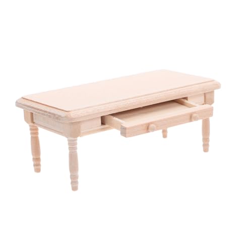 FRCOLOR Miniaturpuppenhausmöbel Dollhouse Tisch Holzmöbel hölzerne Mini -Puppenhausmöbel Miniaturtisch Miniaturpuppenhaus Schubladentisch Dollhouse -Tisch mit Schublade Beige von FRCOLOR