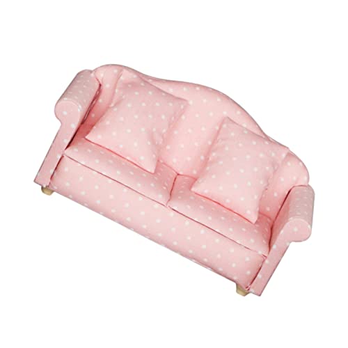 FRCOLOR Miniatursofa Holzstoff mit Wurfkissen Puppenhaus Sofa Deko Sofa Modell Sitzer Gepunktet Realistisches Wohnzimmer Zubehör FRCOLOR Miniatursofa Holzstoff mit Wurfkissen Puppenhaus Sofa Deko Sofa Modell Sitzer Gepunktet Realistisches Wohnzimmer Zubehör von FRCOLOR