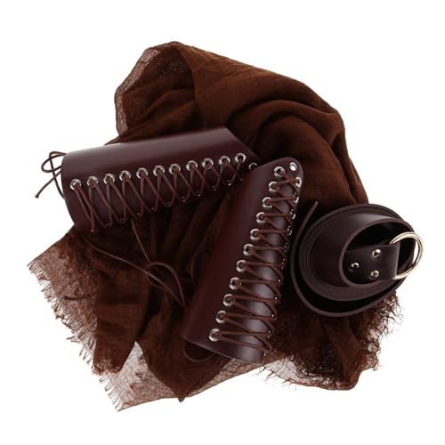 FRCOLOR Mittelalterliches Ritter Cosplay Teilig mit Cape PU Gürtel Armschienen Halloween Kostüm Zubehör für Herren Festival und Party FRCOLOR Mittelalterliches Ritter Cosplay Teilig mit Cape PU Gürtel Armschienen Halloween Kostüm Zubehör für Herren Festival und Party von FRCOLOR