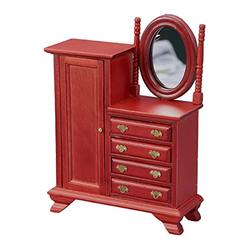 FRCOLOR Modell Vintage Holz Kleines Schlafzimmer Möbel Zubehör für Puppenhaus Dekoration und DIY von FRCOLOR