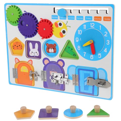 FRCOLOR Montessori Busy Board Aktivitätsbrett aus Holz für Kleinkinder Jahre Pädagogisches Motorik und Sensorikspielzeug zur Feinmotorik und Lernfähigkeit Beschäftigungsspielzeug für von FRCOLOR