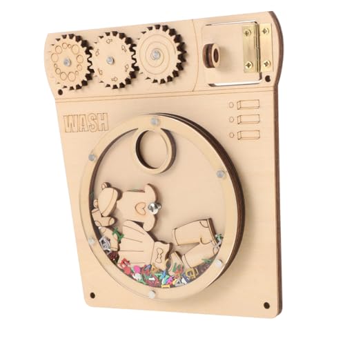 FRCOLOR Montessori Busy Board Holzspielzeug Waschmaschine Lernspielzeug Jahre Motorikfördernd Sensorikspielzeug DIY Zubehör Khaki von FRCOLOR