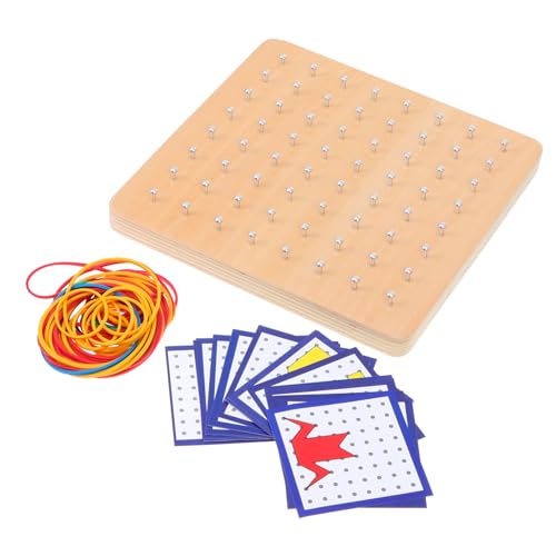 FRCOLOR Montessori Holz Geoboard Lernspielzeug Nägel Großes Pädagogisches Spielbrett für Mathe Formen Unterricht Helfer Kreative Motorik von FRCOLOR