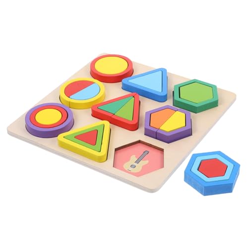 FRCOLOR Montessori Holzbauklötze Geometrische Formen Puzzle für Kleinkinder mit Bunten Farben Feinmotorik Hand Auge koordination und Kreativer Entwicklung von FRCOLOR