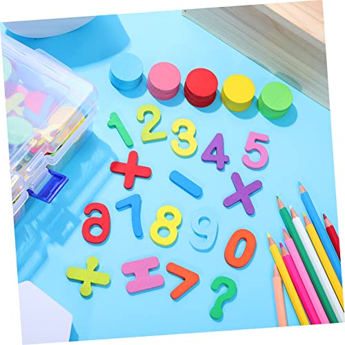 FRCOLOR Montessori Holzspielzeug Scheiben Zahlen Rechenzeichen Vorschule Lernspielzeug für Kleinkinder mit Aufbewahrungsbox Zahlen und Farberkennung von FRCOLOR