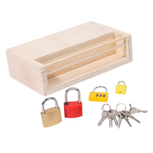 FRCOLOR Montessori Holzspielzeug Schloss und Schlüssel für Kleinkinder Jahre Pädagogisches Lernspielzeug Hand Koordination und Logischem Buntes Motorisches Entwicklungsspielzeug von FRCOLOR
