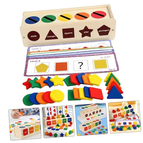 FRCOLOR Montessori Holzspielzeug für Ab Jahr Bunte Formklassifizierungsbox Farberkennung Feinmotorik und Hand Auge koordination Langlebiges Material Kreatives Lernspielzeug von FRCOLOR