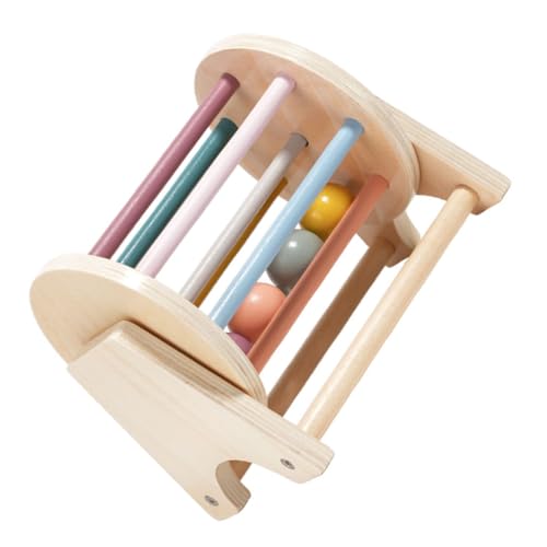 FRCOLOR Montessori Textildrum Holzspielzeug mit Klingelton Lernspielzeug für Feinmotorik Hand Auge koordination Tragbar Robust Sicher von FRCOLOR