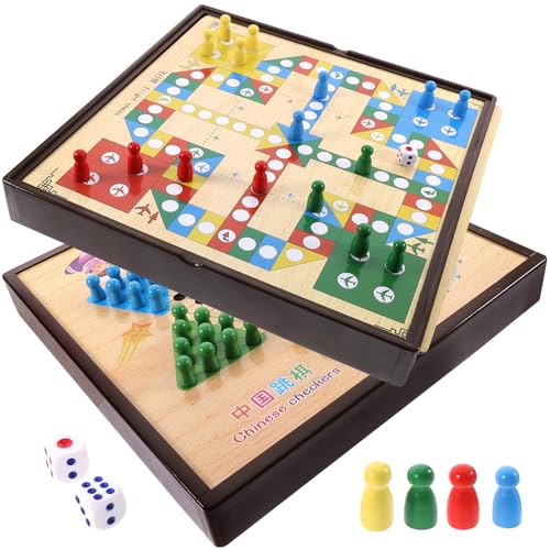 FRCOLOR Multifunktionales Holz schachspiel Tragbares Lernspielzeug für Fördert Denkvermögen und Gedächtnis Leicht und Sicher für Reisen und Familienaktivitäten von FRCOLOR