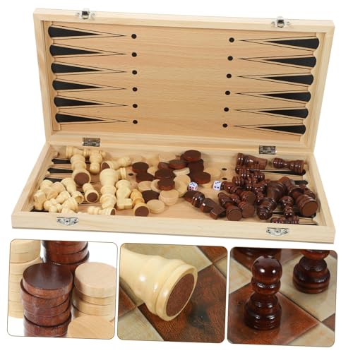 FRCOLOR Multifunktionales Schachspiel Holz Schachbrett Tragbar für Familie Schule Geschenkidee von FRCOLOR