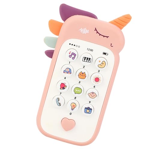 FRCOLOR Musikalisches Babyspielzeug Telefon Simuliertes Lernspielzeug für Junge Mädchen Bunte Beißtelefon Frühpädagogisches ohne Batterien Rosa von FRCOLOR
