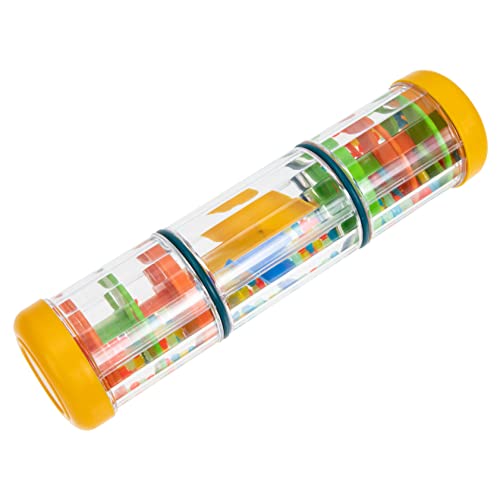 FRCOLOR Musikalisches Regenstab für Bunter Sensorisches Orff Instrument und Fördert Konzentration für Drinnen und Draußen Tragbar und Kindgerecht Gelbe Drehversion von FRCOLOR