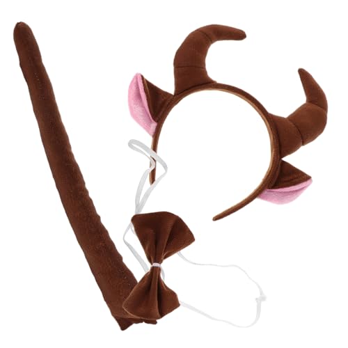 FRCOLOR Niedliches Kuhhörner Kostüm Set für Braune Hörner Stirnband mit Komfortables Tier-Accessoire für Fasching Halloween Weihnachtsfeier und Verkleidungspartys von FRCOLOR