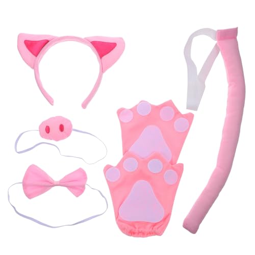 FRCOLOR Niedliches Schwein Kostüm mit Pig Ear Headband Schwein Nase und Fliege Tierkostüm Zubehör für Halloween Karneval und Mottoparty Teiliges Party Accessoire von FRCOLOR
