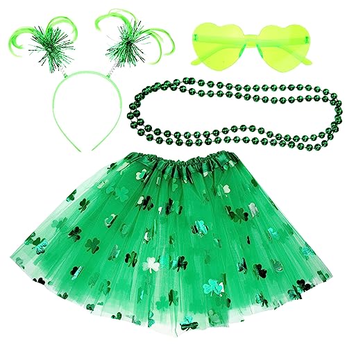 FRCOLOR Patrick's Day Kostüm Zubehör mit Shamrock Haarreif Halskette und Rock Grünes Irisches Party Accessoires für Festliches Kleidungspaket für Patricks Tag FRCOLOR Patrick's Day Kostüm Zubehör mit Shamrock Haarreif Halskette und Rock Grünes Irisches Party Accessoires für Festliches Kleidungspaket für Patricks Tag von FRCOLOR