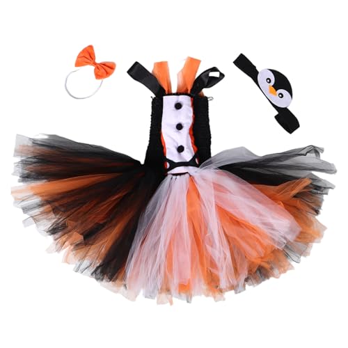 FRCOLOR Pinguin Kostüm mit Tüllrock Stirnband und Fliege Outfit für Kleinkinder Vielseitiges Faschingskostüm für Halloween Tierparty und Bühnenauftritte Jahre von FRCOLOR