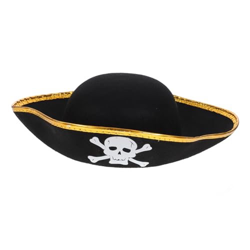 FRCOLOR Piratenhut Karneval Partyhut aus Hautfreundlichem Filz Komfortabel und Strapazierfähig Passend für Karneval Cosplay und Faschingsfeiern Goldfarbener Rand Einfach Anzuziehen und von FRCOLOR