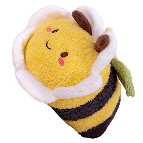 FRCOLOR Plüsch Blüten Bienen Kissen Niedliches Gestepptes Kuschelkissen für Schlafzimmer und Kinderzimmer Dekoratives Blumen Bienen Plüschtier Weiches Wurfkissen von FRCOLOR