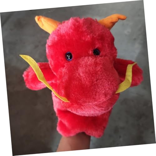 FRCOLOR Plüsch Drache Handpuppe Cartoon Tier Handpuppe Interaktives Erzählspielzeug Kuscheltier Rot für Fantasie und Kommunikation von FRCOLOR