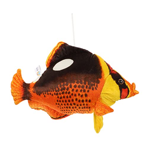 FRCOLOR Plüsch Fisch Kuscheltier Weiches Stofftier als Kissen und Deko Niedliches für Babyzimmer Vielseitiges und Wohnaccessoire in Orange von FRCOLOR