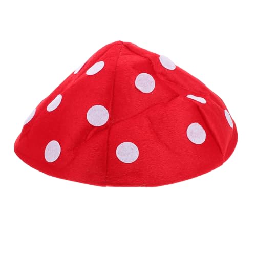 FRCOLOR Plüsch Pilzhut mit Punkten Weicher Bequemer Cosplay Hut für Halloween und Party Lustiges Kostümzubehör für Frauen und Mädchen Roter Kleiner Pilzhut für Karneval und Fotoshooting von FRCOLOR