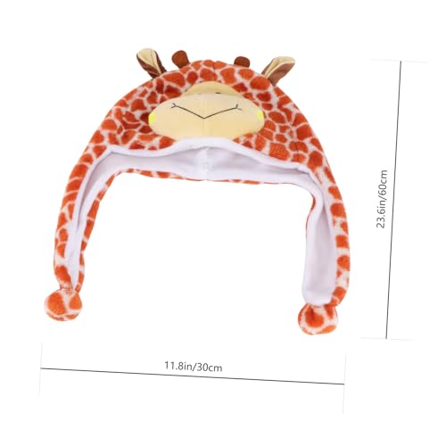 FRCOLOR Plüsch Tiermütze mit Ohrenwärmern Warme Kuschelige Giraffen Kostümhaube für Winter Atmungsaktiv für Kinderpartys und Outdoor Aktivitäten von FRCOLOR