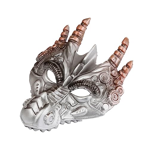 FRCOLOR Punk Drachen Maske Halloween Party Tiermaske aus PU Schaumstoff Silber für Cosplay Karneval Verkleidung Maskerade FRCOLOR Punk Drachen Maske Halloween Party Tiermaske aus PU Schaumstoff Silber für Cosplay Karneval Verkleidung Maskerade von FRCOLOR