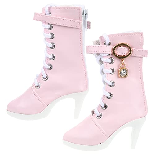 FRCOLOR Puppen High Heel Stiefel Miniatur Schuh Doll Dress Up Shoes Zubehör für Prinzessin Puppen Rosa Spitze High Heels als von FRCOLOR