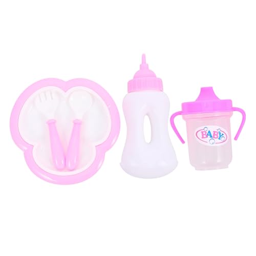 FRCOLOR Puppenflaschen und Essbesteck Kleine Milchflasche für Puppen Realistische Fütterung Robustes Puppenzubehör für Spielhaus Dekoration von FRCOLOR
