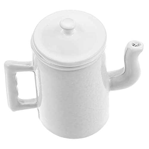 FRCOLOR Puppenhaus Miniatur Kaffee Kanne mit Deckel und Griff Weiße Miniatur Kaffee Topf Dekoration für Puppenhaus Küchenzubehör Langlebiges Legierungsmaterial von FRCOLOR