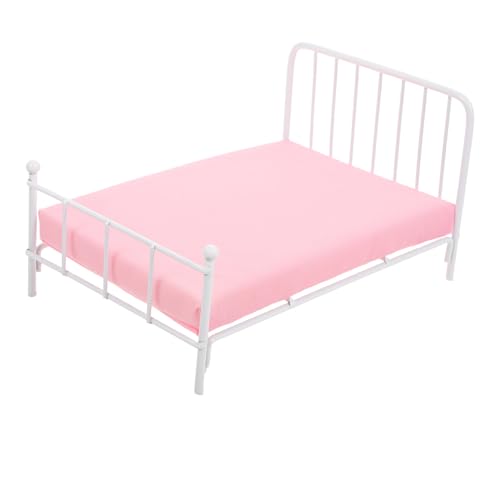 FRCOLOR Puppenhaus Miniatur Metallbett mit Matratze Weißes Kleines Puppenbett für Puppenhaus Schlafzimmer Dekoration für Kreatives Spiel und Eltern Junge Mädchen Aktivitäten von FRCOLOR