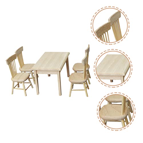 FRCOLOR Puppenhaus Miniatur Möbel Set Miniatur Tisch und Stühle aus Leichtem Langlebigem Material Deko für Puppenhaus Küche Esszimmer Wohnzimmer Kinderfreundlich Tragbar Detailreich von FRCOLOR