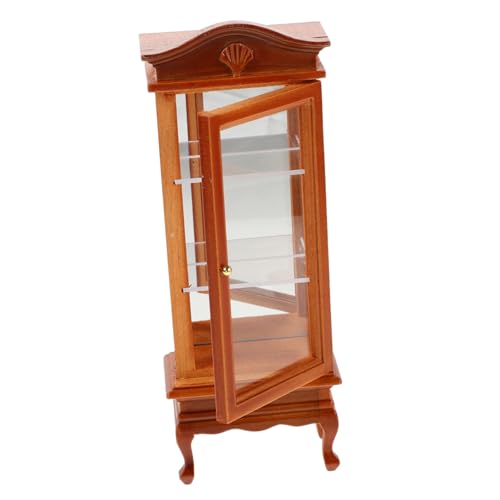 FRCOLOR Puppenhaus Möbel Miniatur Holzschrank mit Bogenaufsatz Realistische Vitrine DIY Puppenhaus Zubehör für Wohnzimmer Kindersicheres Design Detaillierte Handwerkskunst von FRCOLOR