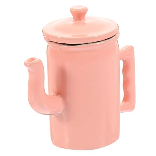 FRCOLOR Puppenhaus Zubehör Rosa Miniatur Wasserkocher mit Deckel und Griff Dekoratives Mini Möbel für Puppenhaus Küche von FRCOLOR