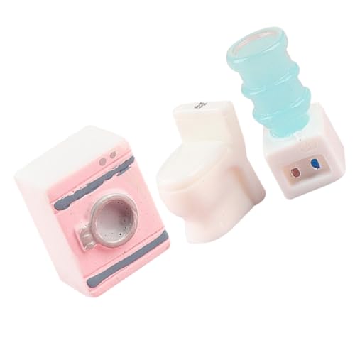 FRCOLOR Puppenhaus Zubehör Teilig Miniatur Waschmaschine Toilette Wasserspender Deko Realistische Puppenhaus Möbel Geeignet für DIY Basteln Kinderzimmer Dekoration von FRCOLOR