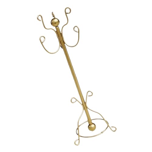FRCOLOR Puppenhauskleidung Rack Miniatur-Kleiderständer aus Metall Dollhouse Tree Hanger Mini-Puppenhausregal Mini-Puppenhausmöbel Miniatur Garderobe Puppenhausmantelstand Golden von FRCOLOR