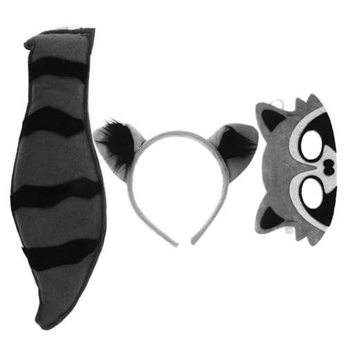 FRCOLOR Raccoon Kostümset Tier Cosplay Zubehör mit Stirnband Maske und für Halloween Partys Geburtstagsfeiern Bequem Leicht für Tier Themenveranstaltungen von FRCOLOR