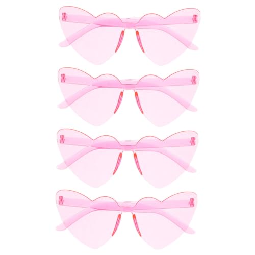 FRCOLOR Rahmenlose Herzbrille Trendige Randlose Sonnenbrille Partygeschenke 4er-pack von FRCOLOR