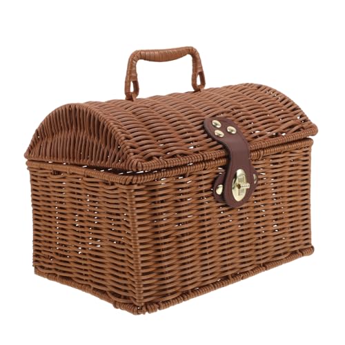 FRCOLOR Rattan Mahjong Aufbewahrungsbox Rechteckiger Wicker Korb mit Deckel Miniatur Dekorative Box im Boho Stil für Zuhause für Organisation und Dekoration FRCOLOR Rattan Mahjong Aufbewahrungsbox Rechteckiger Wicker Korb mit Deckel Miniatur Dekorative Box im Boho Stil für Zuhause für Organisation und Dekoration von FRCOLOR
