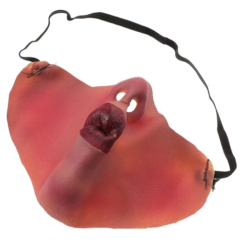 FRCOLOR Realistische Halloween Halbgesichtsmaske mit Roter Lippenpartie Elastischem Band für Angenehmen Sitz Gruseliges Cosplay Accessoire für Erwachsene für Partys Bühnenauftritte und FRCOLOR Realistische Halloween Halbgesichtsmaske mit Roter Lippenpartie Elastischem Band für Angenehmen Sitz Gruseliges Cosplay Accessoire für Erwachsene für Partys Bühnenauftritte und von FRCOLOR