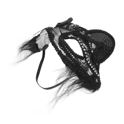 FRCOLOR Realistische Katzen Maske Schwarz für Halloween Kostüm Masquerade Maskenball Venezianische Party Cosplay Tiergesicht mit Augenöffnungen Langlebig und Bequem für Fasching und von FRCOLOR