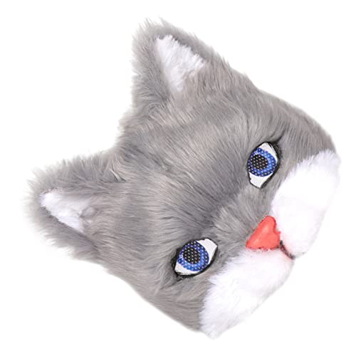 FRCOLOR Realistische Katzenmaske mit Flauschigem Fell Leichte Maske für Halloween Karneval Kostümpartys und Cosplay Bequeme Tiermaske für Erwachsene und Jugendliche von FRCOLOR