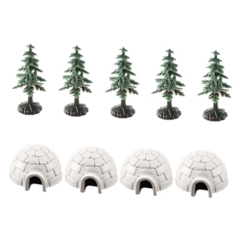 FRCOLOR Realistische Mini Modelle mit Eishäusern und Weihnachtsbaum Figuren Detailreiche Arktische Miniatur Dekoration für DIY Kuchenaufsatz und Lernspielzeug von FRCOLOR