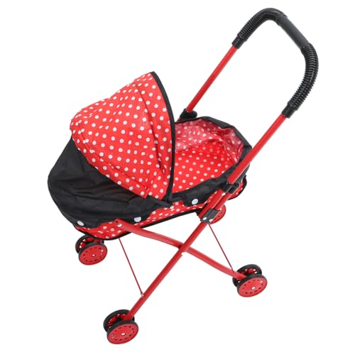 FRCOLOR Realistischer Puppenbuggy Kinderwagen für Mädchen Leichter Klappbarer Puppenwagen mit Punktmuster Fördert Fantasievolles Rollenspiel und Hand Auge Koordination als von FRCOLOR