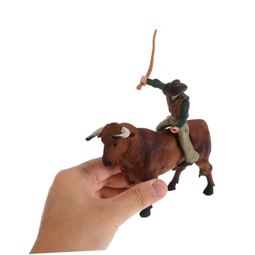 FRCOLOR Realistisches Cowboy Bullreit Spielset Kindgerecht Sichere Materialien Handliche Figur Kreative Spielfigur Western Dekoration für von FRCOLOR