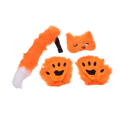FRCOLOR Realistisches Fuchskostüm Set Erwachsene mit Kunstpelz Maske und Handschuhen Leichtes Cosplay Zubehör für und Tiermottoparty von FRCOLOR