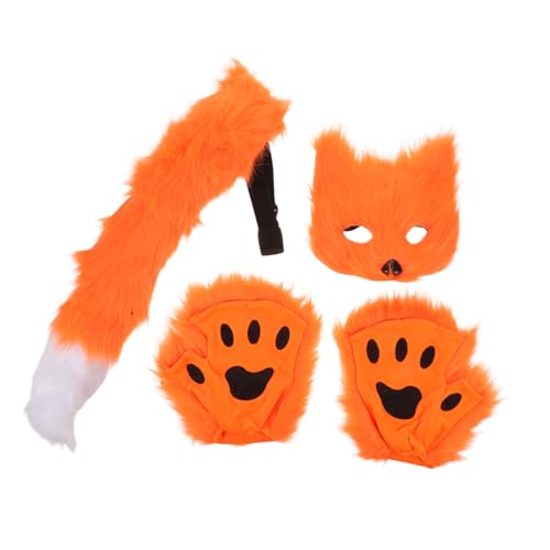 FRCOLOR Realistisches Fuchskostüm Set Erwachsene mit Maske Kunstpelz und Handschuhen Leichtes Tierkostüm Zubehör für Halloween Karneval Cosplay und Themenpartys von FRCOLOR