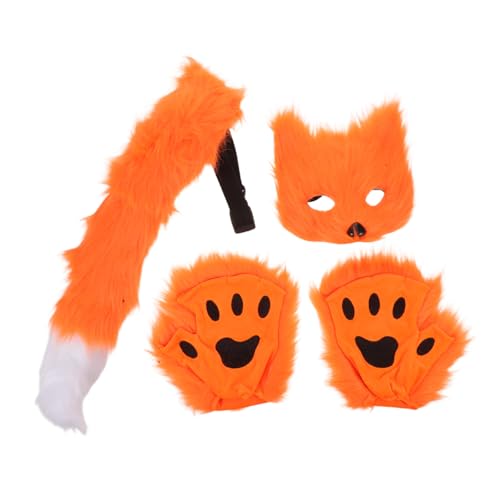 FRCOLOR Realistisches Fuchskostüm Set mit Maske Kunstpelz und Handschuhen Leichtes Tragbares Cosplay Zubehör für Halloween Karneval und Tiermotto Partys Damen und Mädchen von FRCOLOR